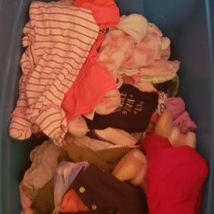 Tote of baby girl clothes